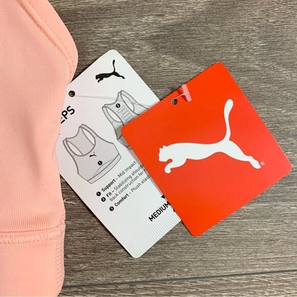 PUMA 4Keeps Sports Bra Cropped Tank Top Peach Bud Medium support Racerback XS - Picture 9 of 12
